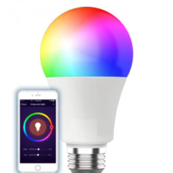 WiFi Έξυπνη λάμπα LED E27 A60 11W RGB + Ψυχρό λευκό + Θερμό λευκό, Συμβατή με Amazon Alexa και Google Home